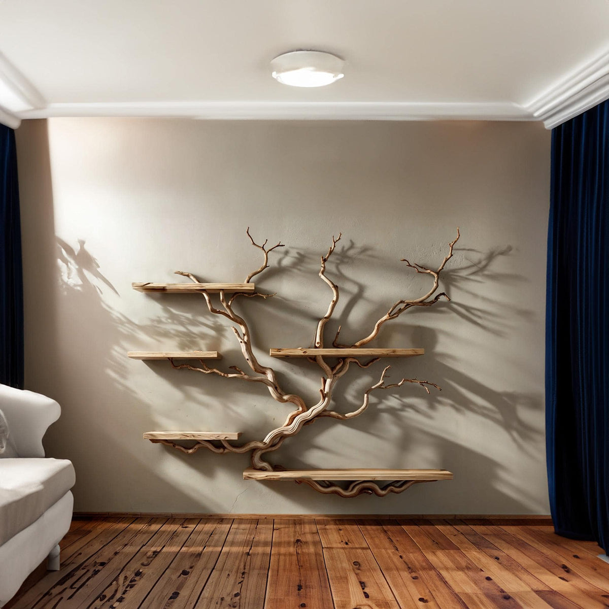 Tree Branch Floating Bookshelf with Driftwood Look, Wall Mounted - Image 3