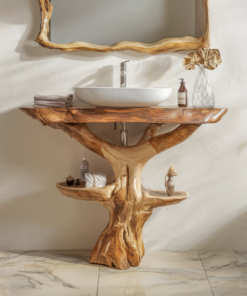 Alternative view of Reclaimed Wood Live Edge Bathroom Vanity in Farmhouse Style