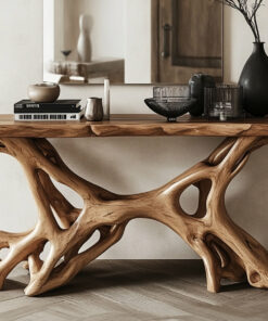 Alternative view of Rustic Handcrafted Solid Wood Console Table with Clean Lines