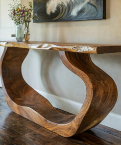 Alternative view of Solid Wood Entryway Console Table with Clean Modern Lines