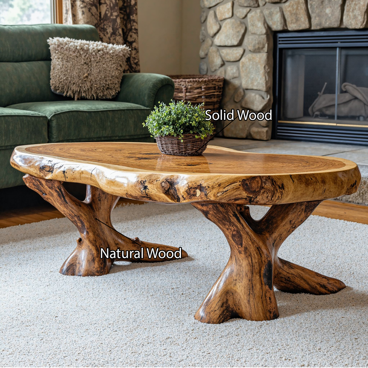 Natural Wood Coffee Table with Wax and Oil Finish - Image 6