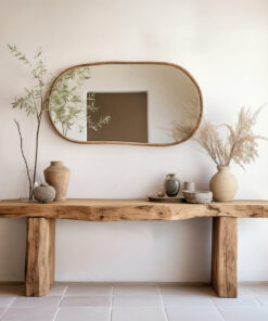 Alternative view of Live Edge Solid Wood Console Side Table in Modern Brown Finish