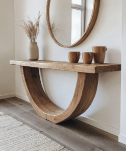 Narrow Live Edge Solid Wood Console Table in Brown