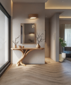 Alternative view of Narrow Natural Wood Console Table for Hallway and Entry