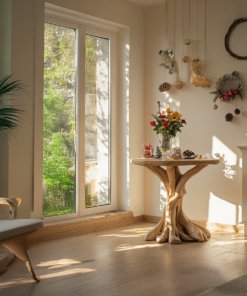 Alternative view of Rustic Solid Wood Live Edge End Table with Natural Wax Finish