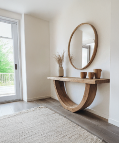 Alternative view of Narrow Live Edge Solid Wood Console Table in Brown