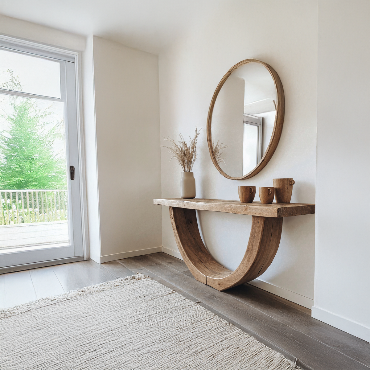 Narrow Live Edge Solid Wood Console Table in Brown - Image 2