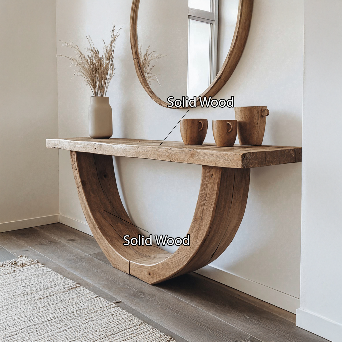 Narrow Live Edge Solid Wood Console Table in Brown - Image 5