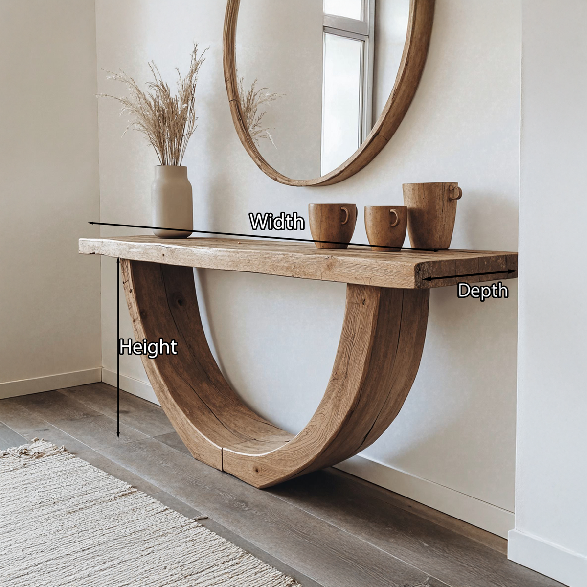 Narrow Live Edge Solid Wood Console Table in Brown - Image 6